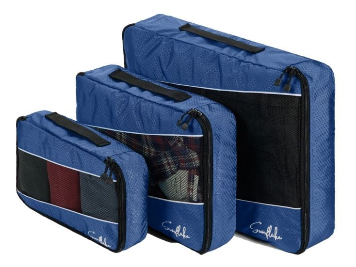 Sunflake Set von 3 Packing Cubes - Dark Blue