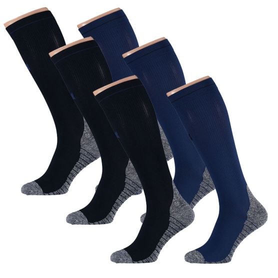 Xtreme 6 Paar Multi Blue Kompressions-Laufsocken