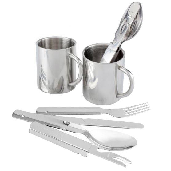 Black Snake 2 Personen Edelstahltasse und Essbesteck Set