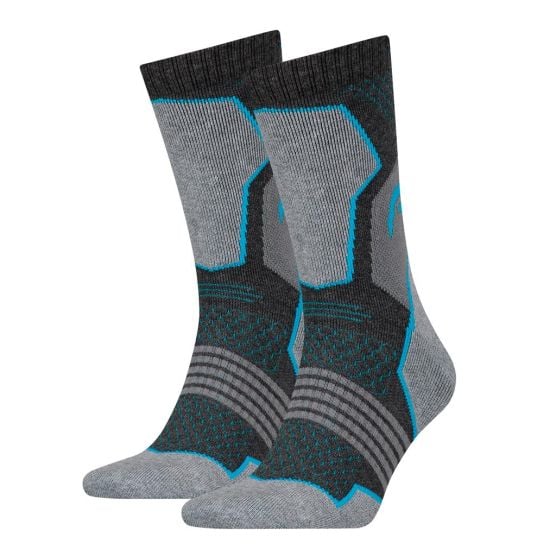 HEAD 2 Paar Hiking Crew Grey/Blue Wandersocken