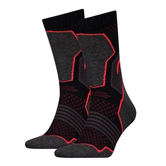 HEAD 2 Paar Hiking Crew Black/Red Wandersocken