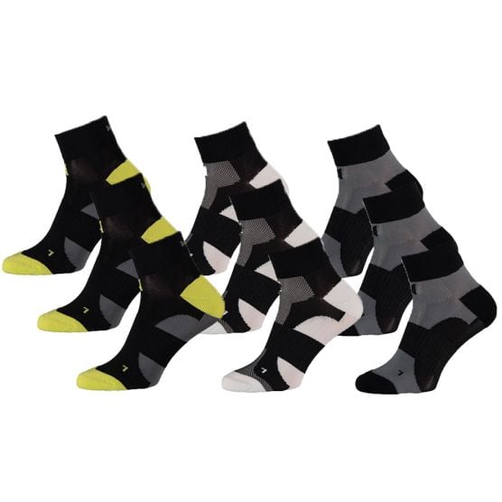 Xtreme 9 Paar Multi Black Quarter Radsocken